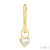 1/3 Ctw Bezel Set Heart Cut Diamond Huggie Earrings in 14K Yellow Gold